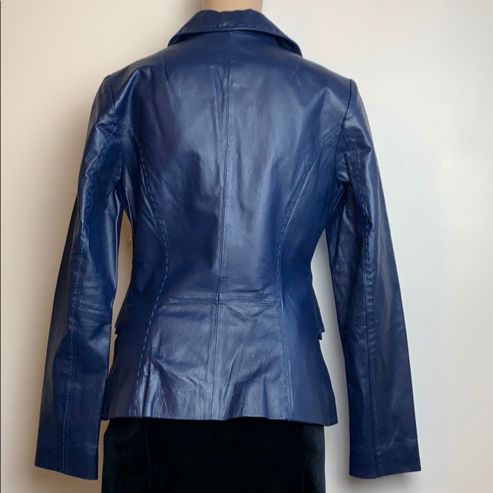 Indigo Blue Leather Jacket by Colleen Lopez - Picture 5 of 6